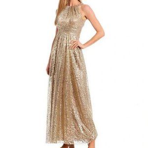 NWT ($168) Eliza J Plus Size Long Maxi Gold Dress Bridesmaid Formal Prom Dress